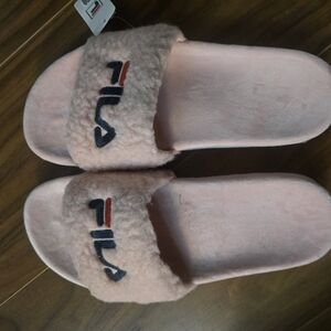 Fila Soft Pink Fuzzy Slides